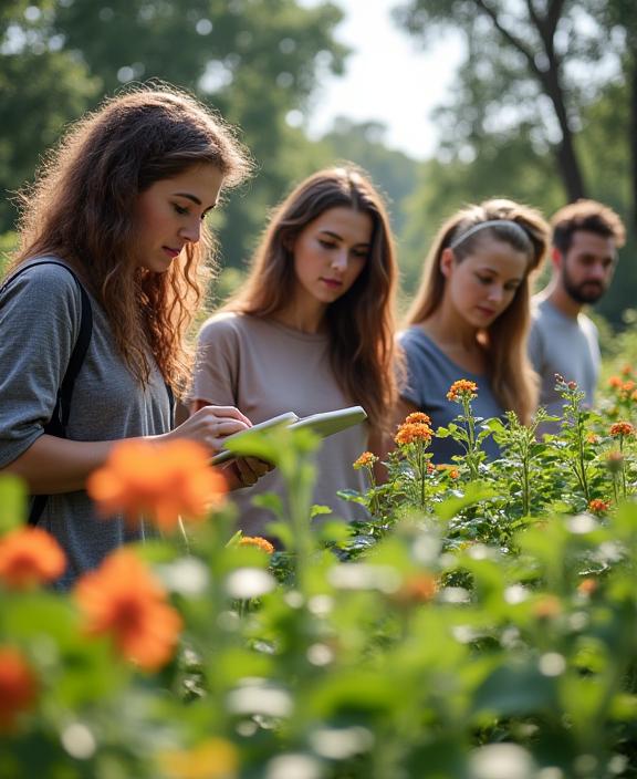 Il team di Mappa Floreale studia piante in un giardino botanico